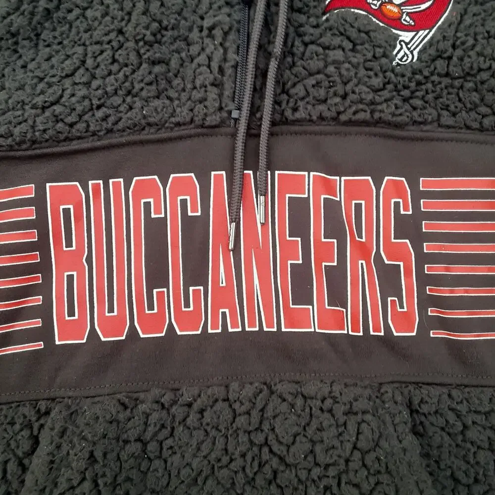Buccaneers Youth L Sherpa Hoodie Sweatshirt 1/4 Zip Gray NFL Team Apparel